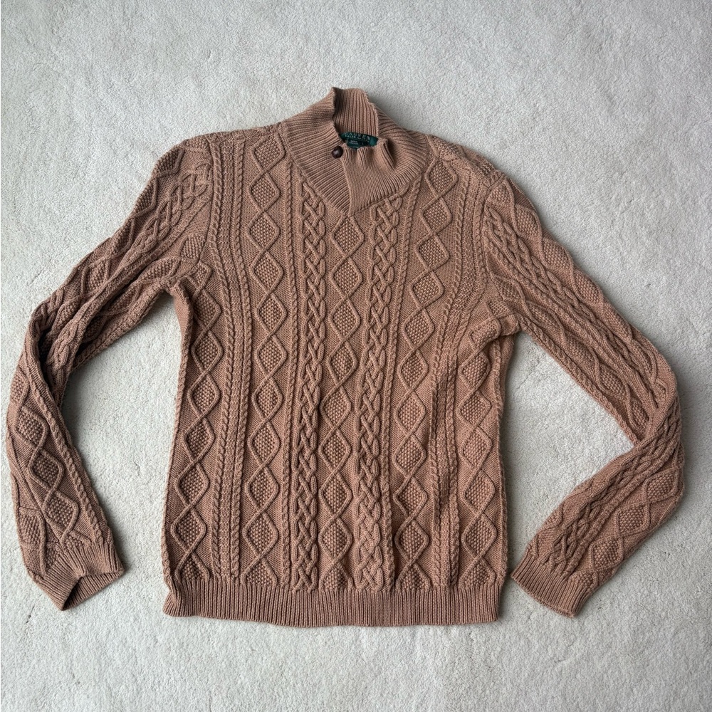 RALPH LAUREN Women’s Tan Cable Knit Sweater